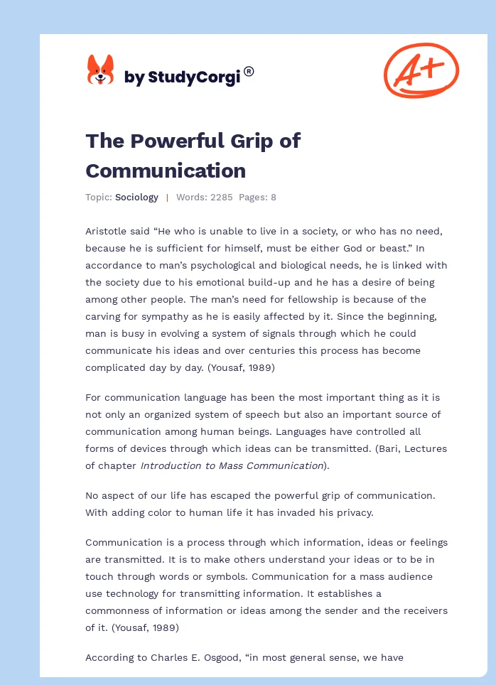 The Powerful Grip of Communication. Page 1
