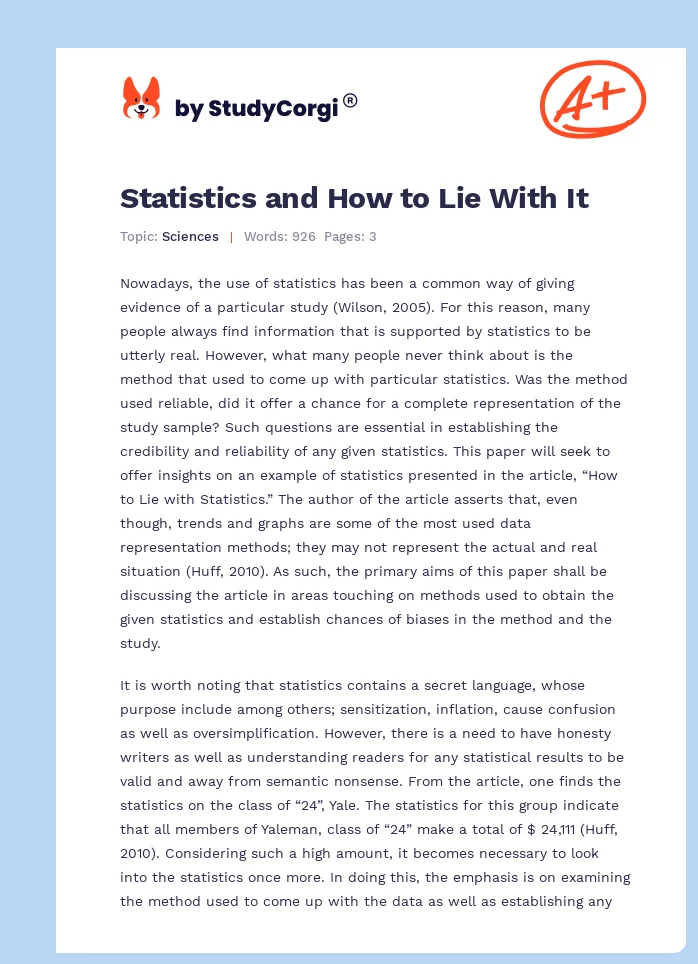 Statistics and How to Lie With It. Page 1