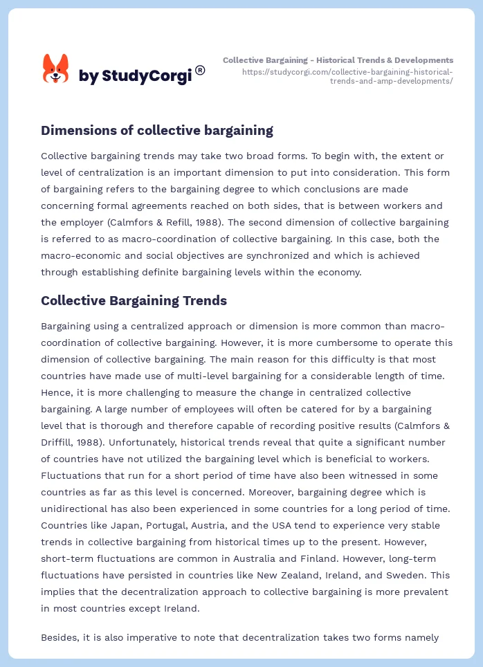 Collective Bargaining - Historical Trends & Developments. Page 2