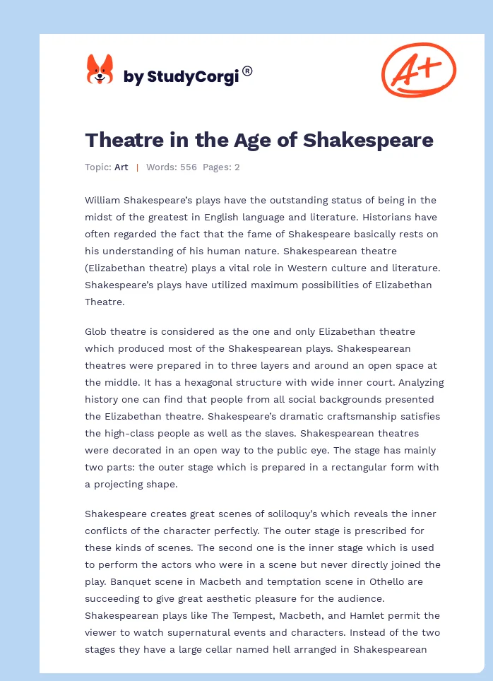 Theatre in the Age of Shakespeare. Page 1