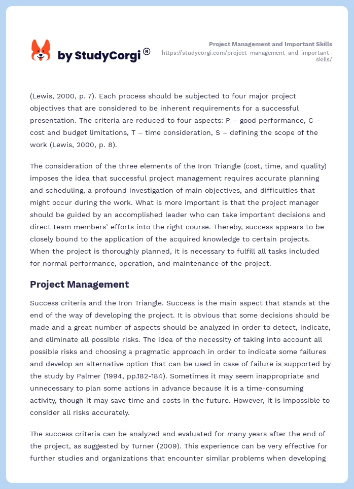 Project Management and Important Skills. Page 2