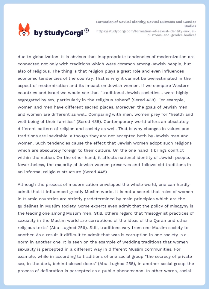 Formation of Sexual Identity, Sexual Customs and Gender Bodies. Page 2