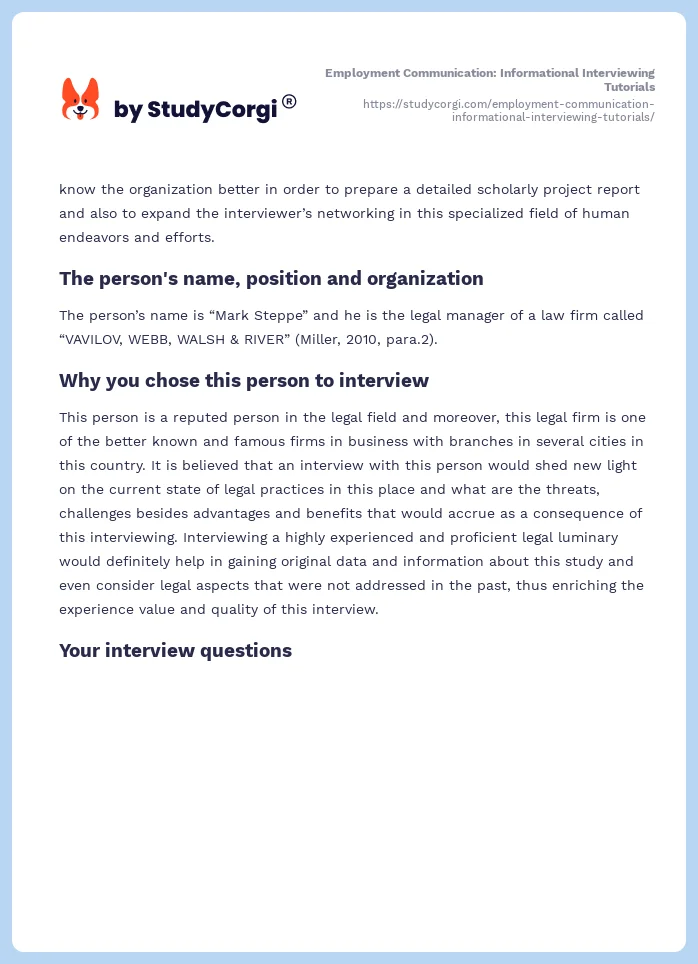 Employment Communication: Informational Interviewing Tutorials. Page 2