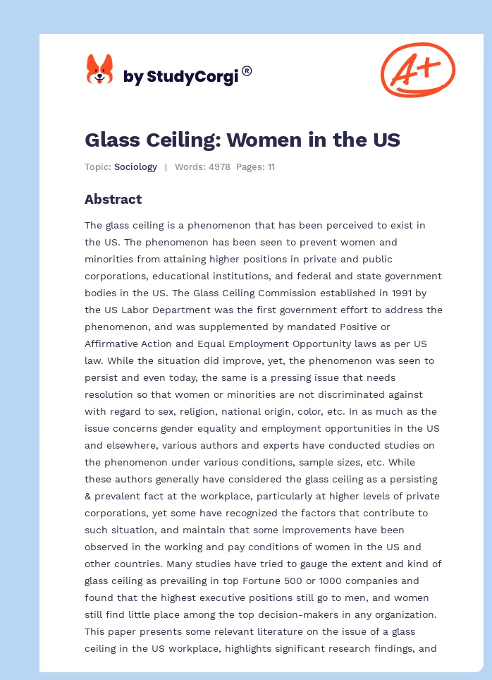 Glass Ceiling: Women in the US. Page 1