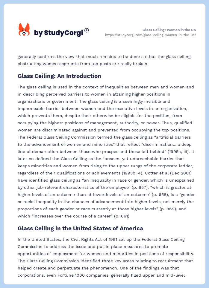 Glass Ceiling: Women in the US. Page 2