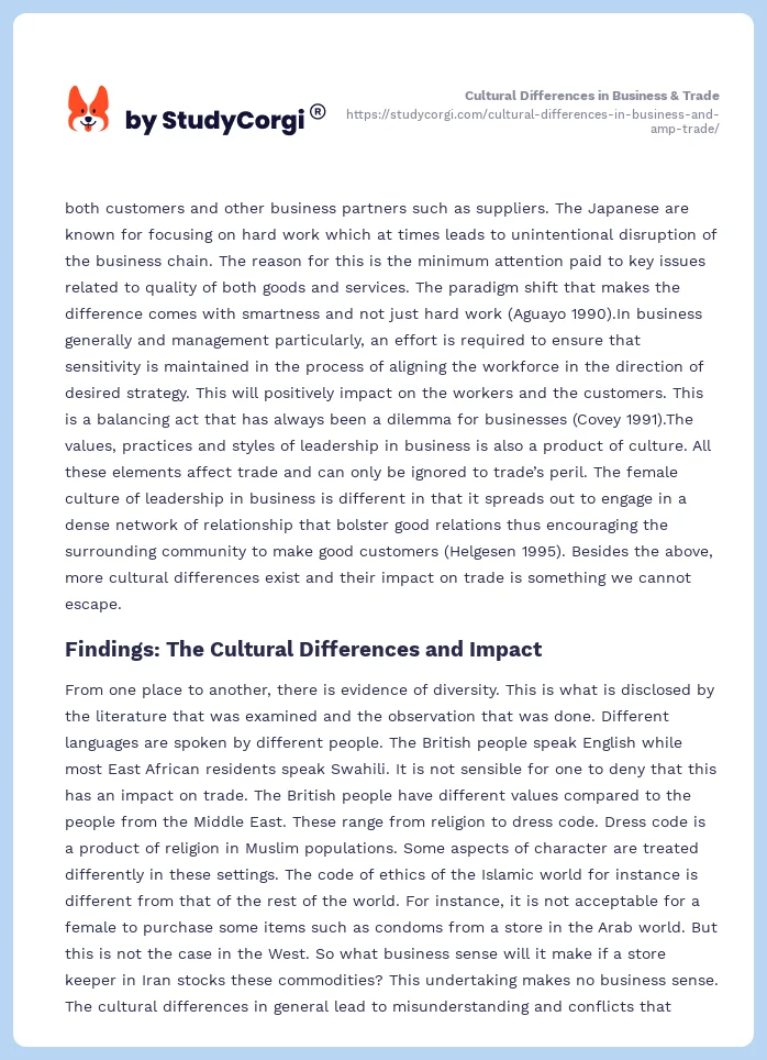 Cultural Differences in Business & Trade. Page 2