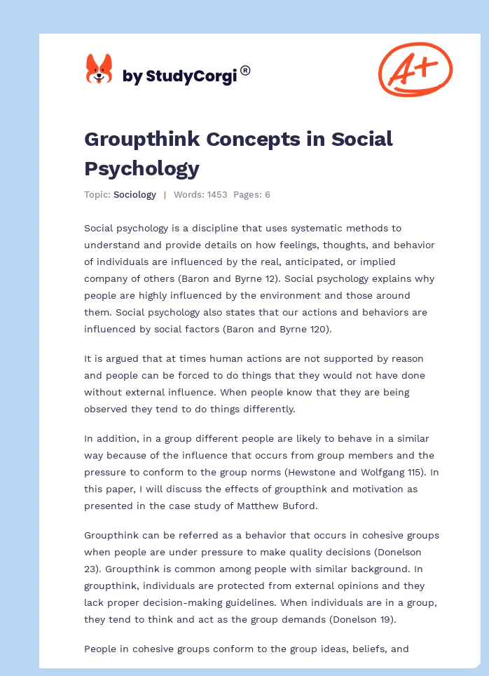 Groupthink Concepts in Social Psychology. Page 1