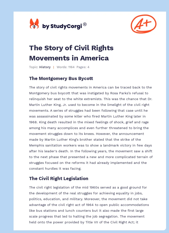 The Story of Civil Rights Movements in America. Page 1