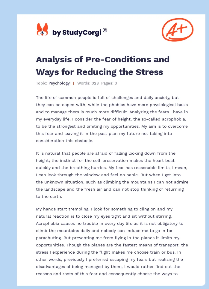 Analysis of Pre-Conditions and Ways for Reducing the Stress. Page 1
