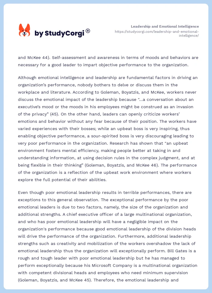 Leadership and Emotional Intelligence. Page 2