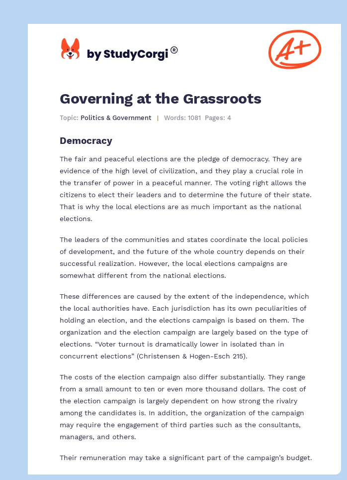 Governing at the Grassroots. Page 1