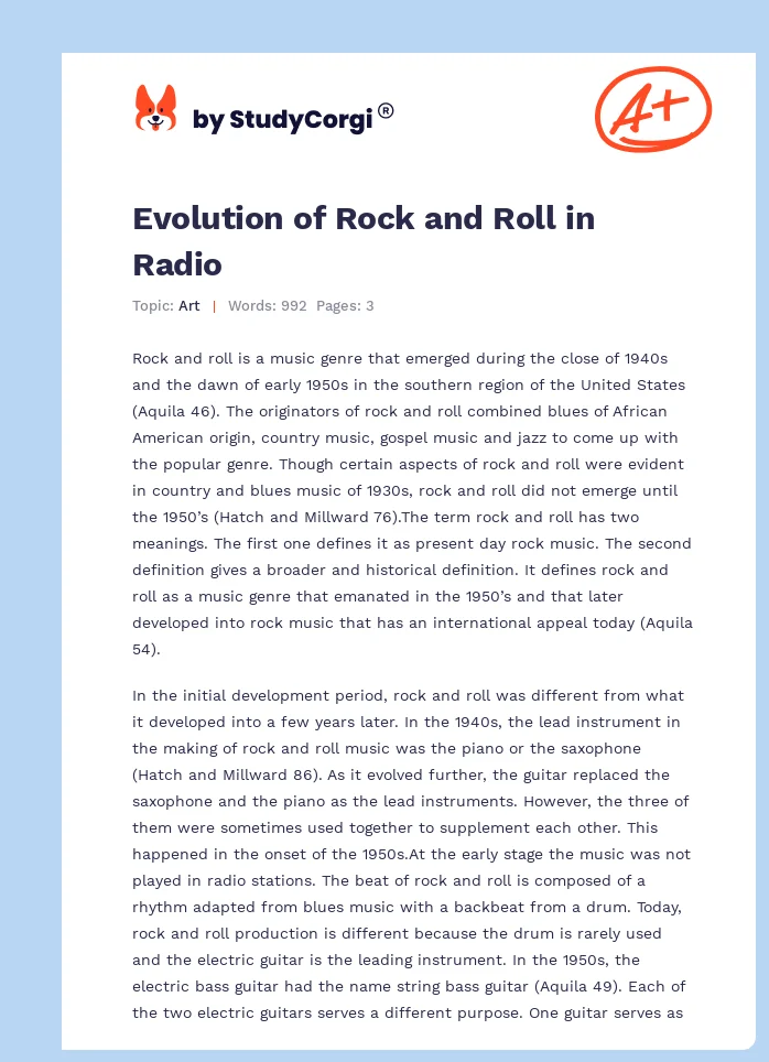 Evolution of Rock and Roll in Radio. Page 1