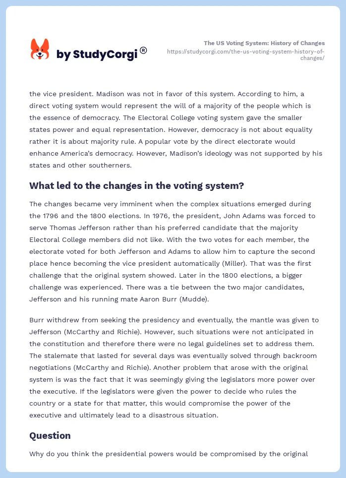 The US Voting System: History of Changes. Page 2