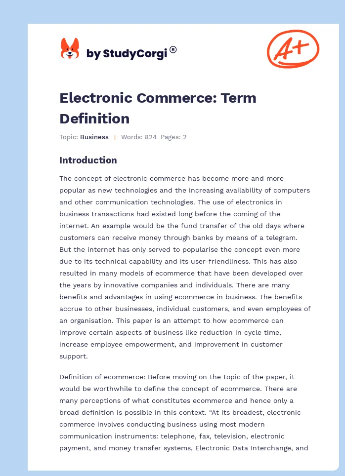 Electronic Commerce: Term Definition. Page 1
