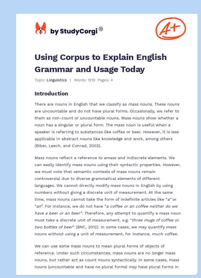 Using Corpus to Explain English Grammar and Usage Today. Page 1