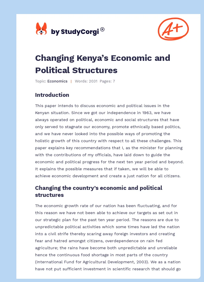 Changing Kenya’s Economic and Political Structures. Page 1