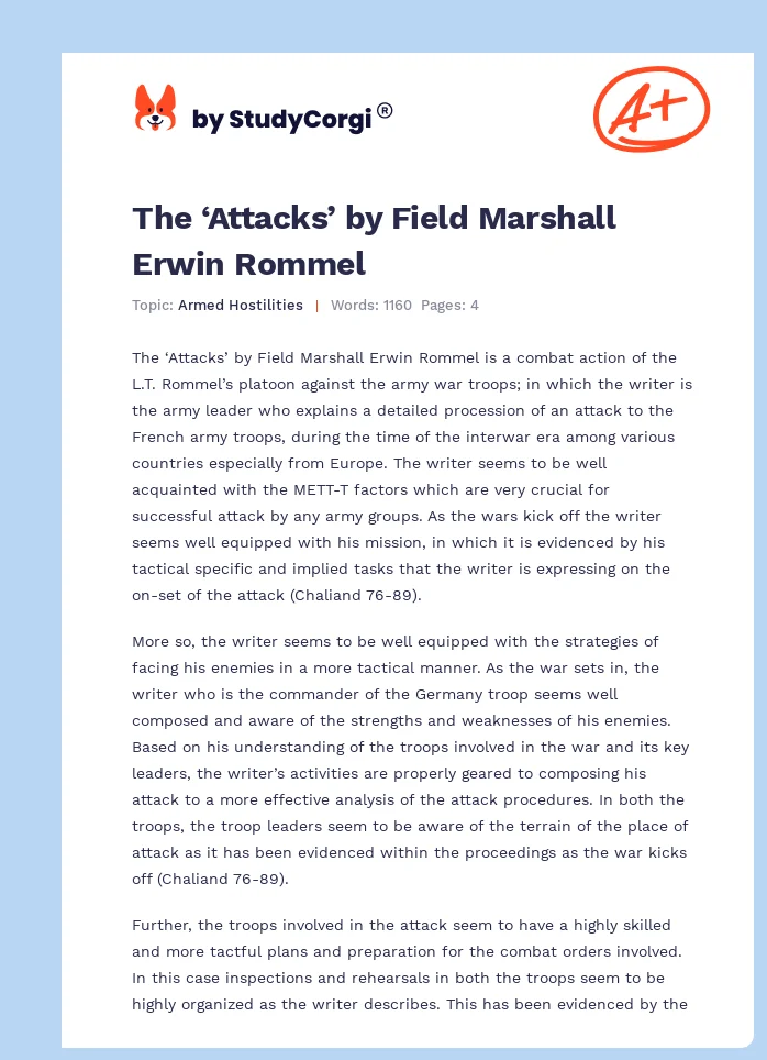 The ‘Attacks’ by Field Marshall Erwin Rommel. Page 1