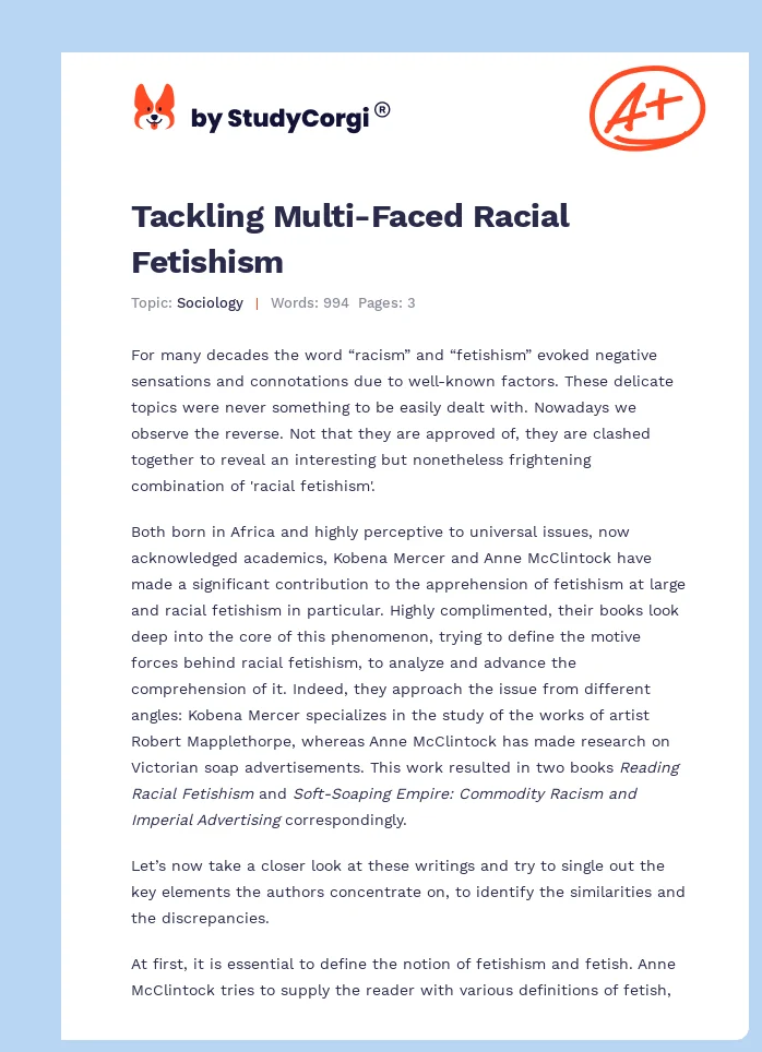 Tackling Multi-Faced Racial Fetishism. Page 1