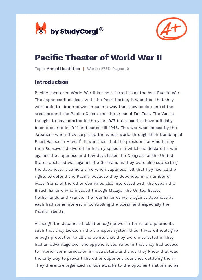 Pacific Theater of World War II. Page 1