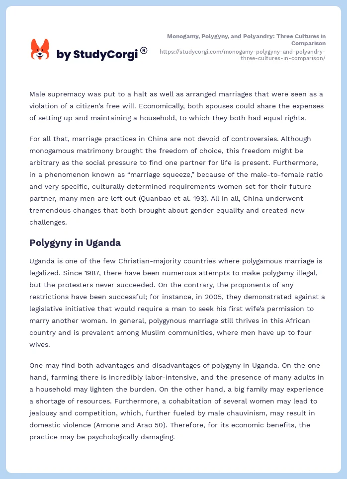 Monogamy, Polygyny, and Polyandry: Three Cultures in Comparison. Page 2