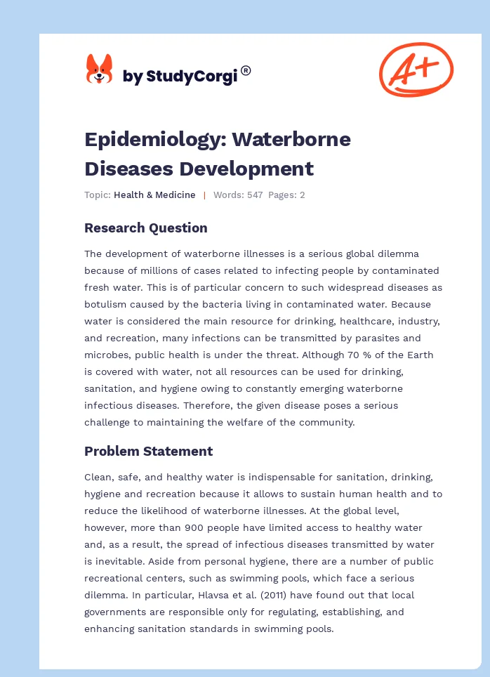 Epidemiology: Waterborne Diseases Development. Page 1