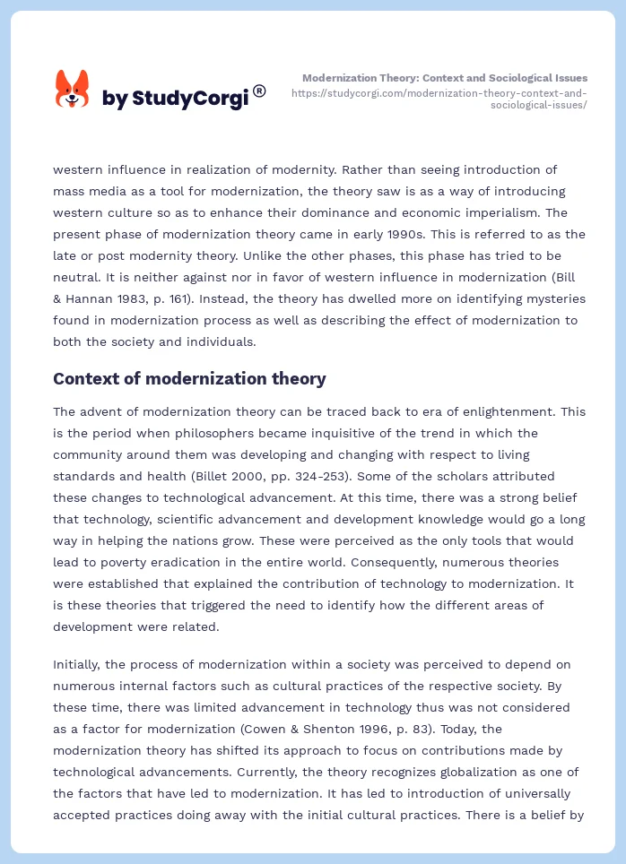 Modernization Theory: Context and Sociological Issues. Page 2