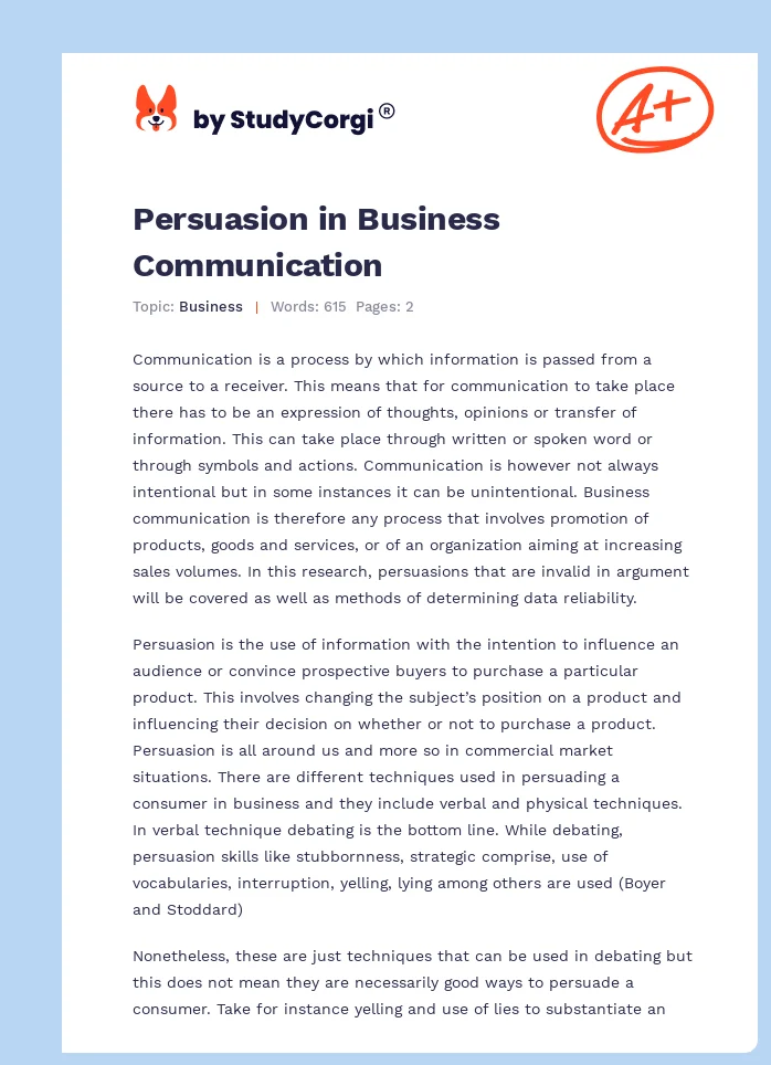 Persuasion in Business Communication. Page 1