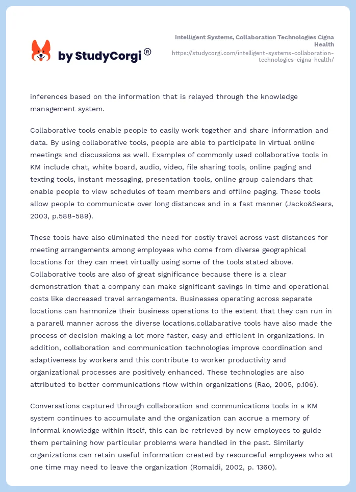 Intelligent Systems, Collaboration Technologies Cigna Health. Page 2