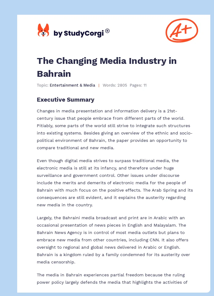 The Changing Media Industry in Bahrain. Page 1