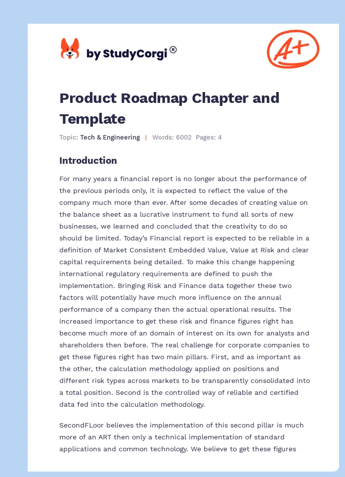 Product Roadmap Chapter and Template. Page 1