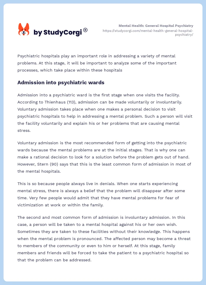 Mental Health: General Hospital Psychiatry. Page 2
