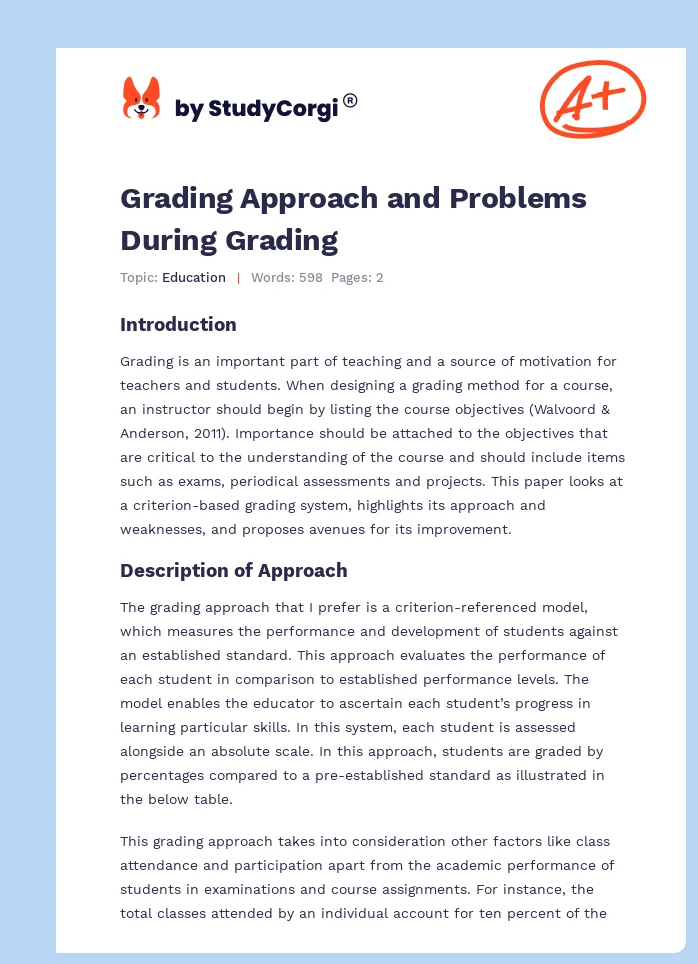 Grading Approach and Problems During Grading. Page 1