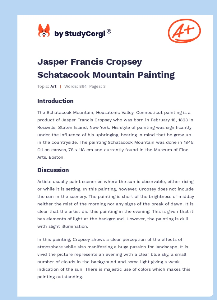 Jasper Francis Cropsey Schatacook Mountain Painting. Page 1