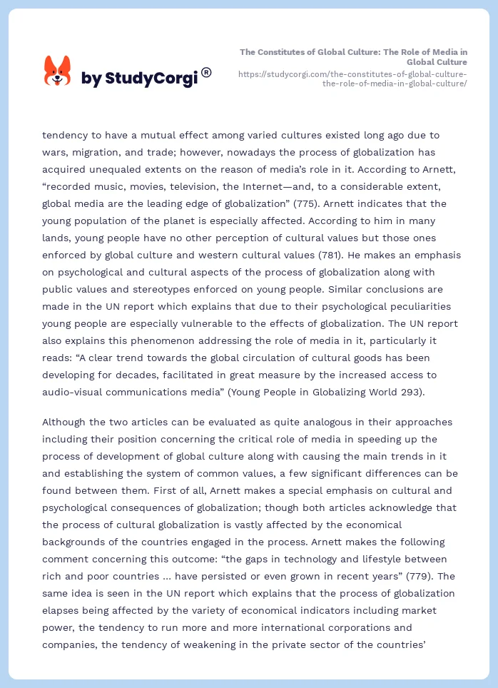 The Constitutes of Global Culture: The Role of Media in Global Culture. Page 2