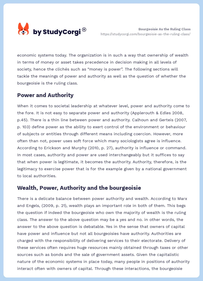 Bourgeoisie As the Ruling Class. Page 2