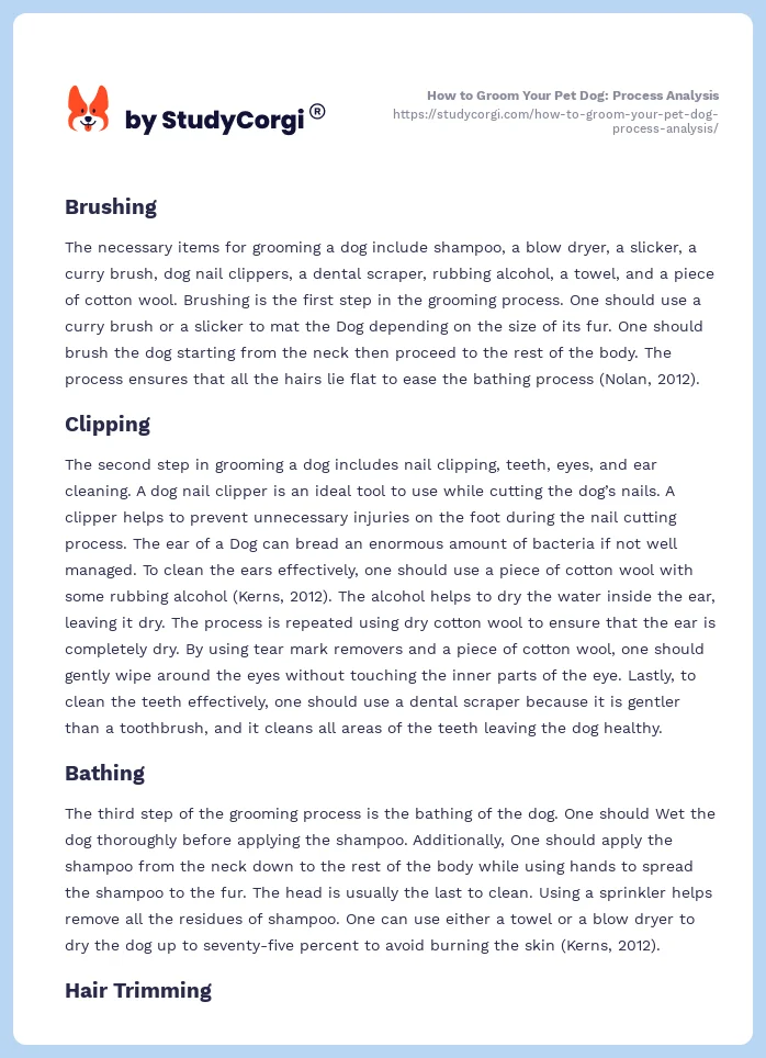 How to Groom Your Pet Dog: Process Analysis. Page 2