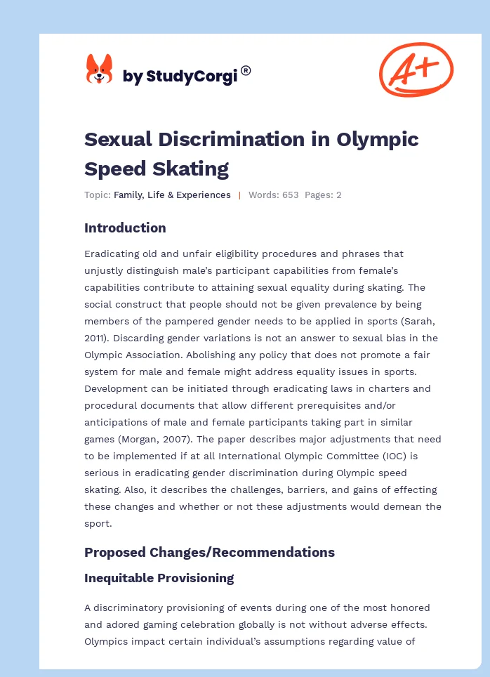 Sexual Discrimination in Olympic Speed Skating. Page 1