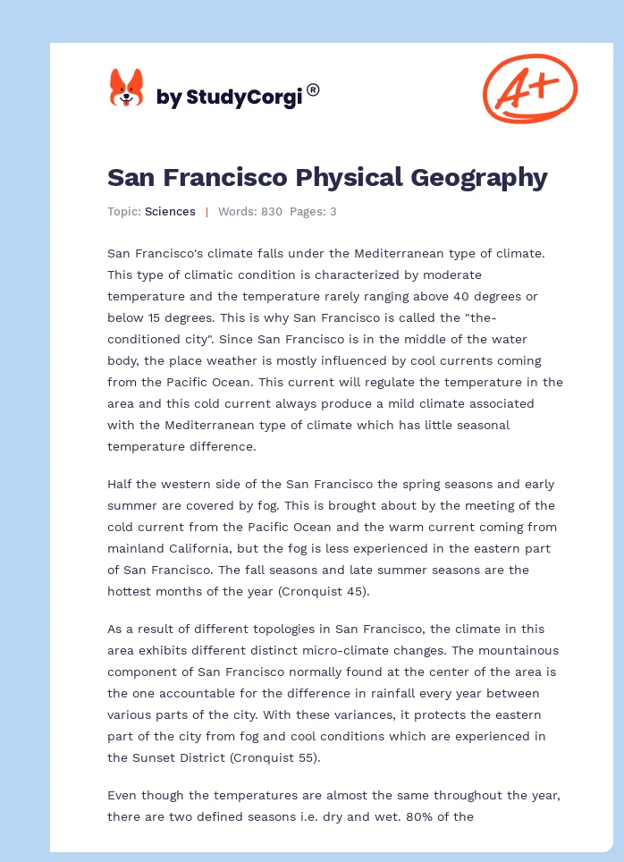 San Francisco Physical Geography. Page 1