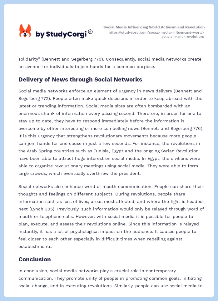 Social Media Influencing World Activism and Revolution. Page 2