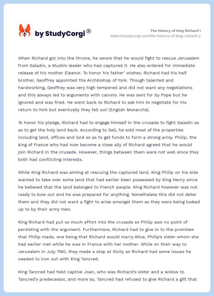 The History of King Richard I. Page 2