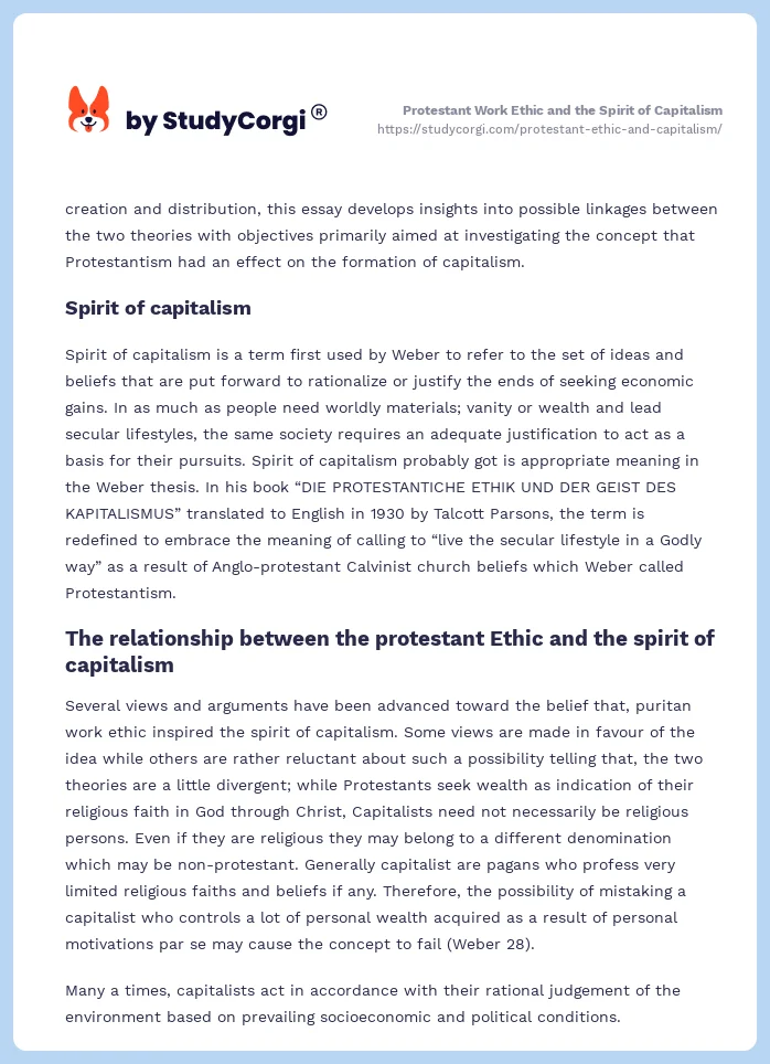 Protestant Work Ethic and the Spirit of Capitalism. Page 2