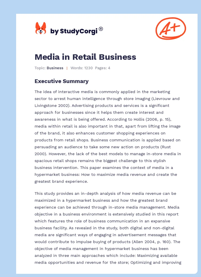 Media in Retail Business. Page 1