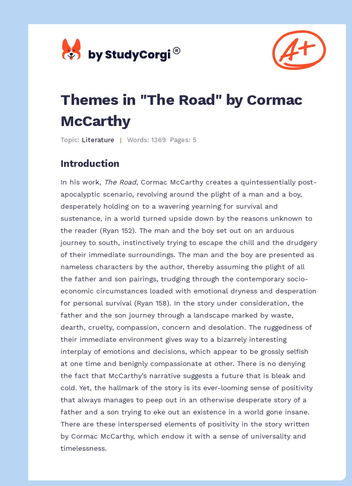 Themes in "The Road" by Cormac McCarthy. Page 1