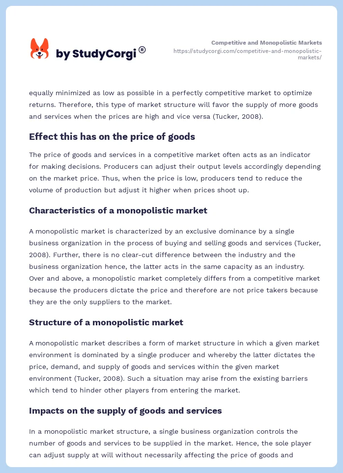 Competitive and Monopolistic Markets. Page 2