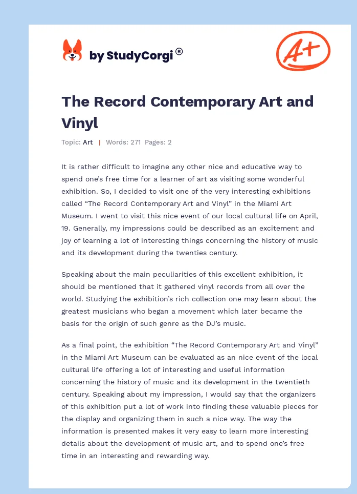 The Record Contemporary Art and Vinyl. Page 1