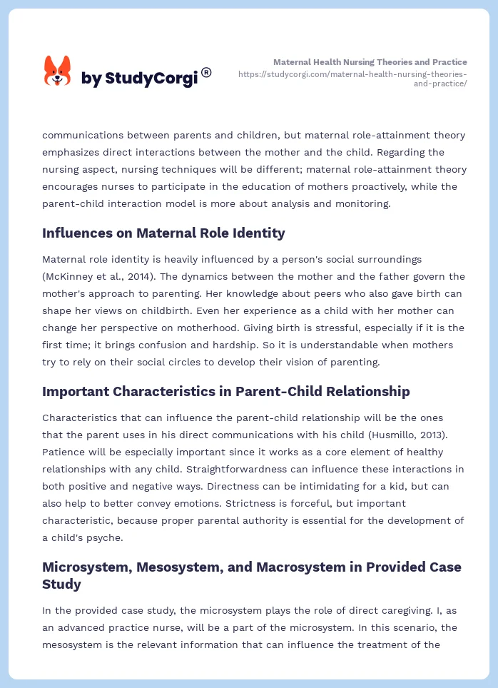 Maternal Health Nursing Theories and Practice. Page 2