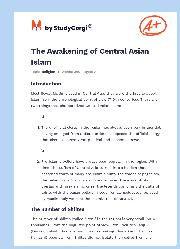 The Awakening of Central Asian Islam. Page 1