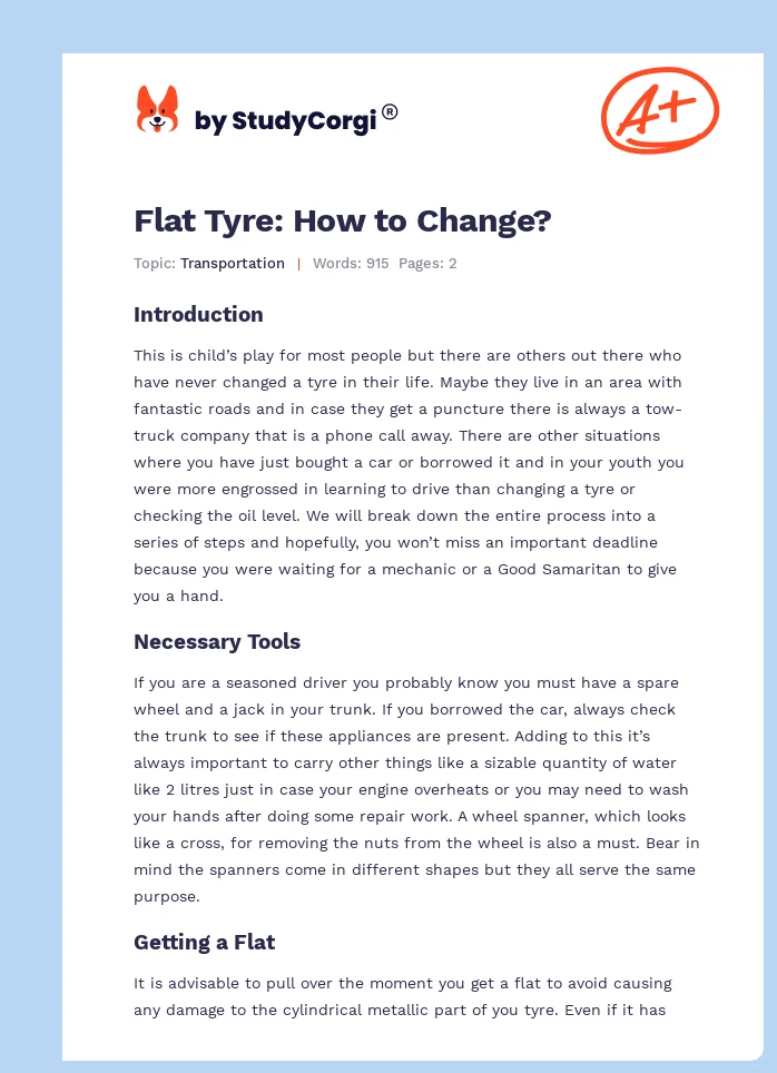 Flat Tyre: How to Change?. Page 1