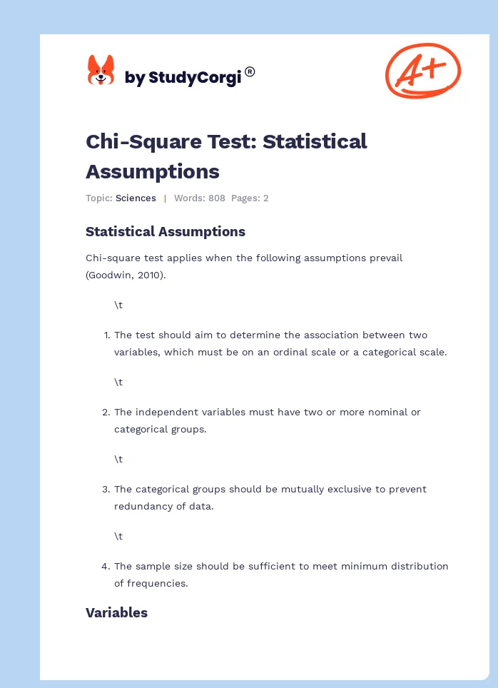Chi-Square Test: Statistical Assumptions. Page 1