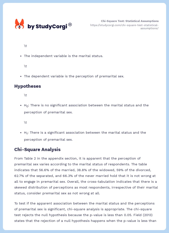 Chi-Square Test: Statistical Assumptions. Page 2